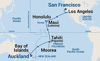 23-Day Hawaii, Tahiti & South Pacific Crossing Itinerary Map