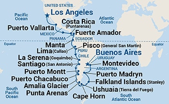 36-Day Andes & Cape Horn Grand Adventure Itinerary Map